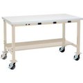 Global Equipment 48 x 30 Mobile Production Workbench - Power Apron - ESD Square Edge - Tan 319357BTN